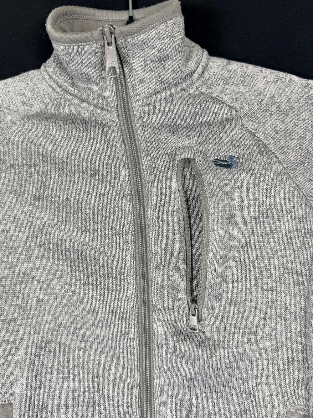 Southern Marsh sweater jacket Boy Youth S Full-Zip Light Gray Pockets Mock Neck